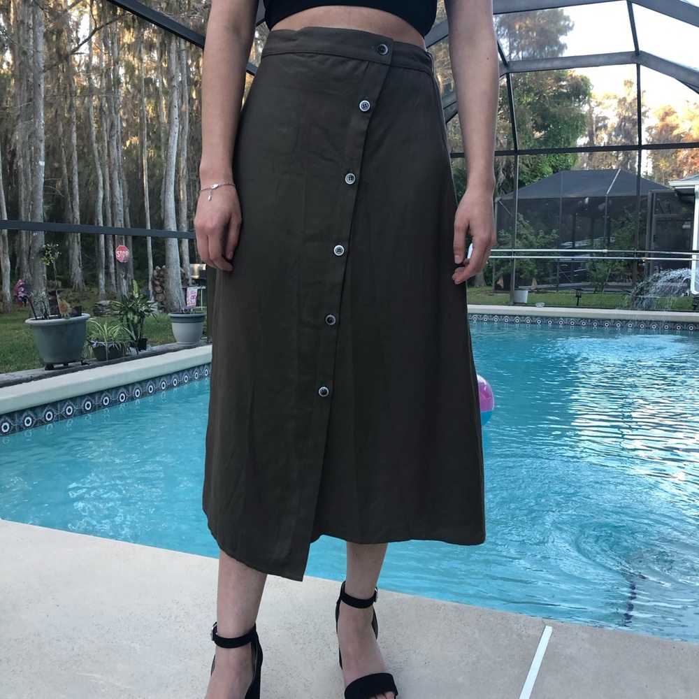 Vintage olive green long skirt